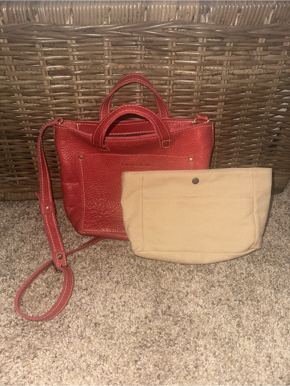 Portland Leather Goods SUGAR Pebbled Medium Crossbody Tote Bag Zip Unicorn Rare